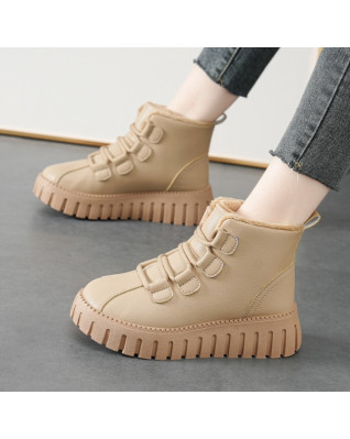 Platform Non-slip Women's Sneakers New Fashion Plus Velvet Keep Warm Winter Ankle Snow Boots British Style Women Shoes