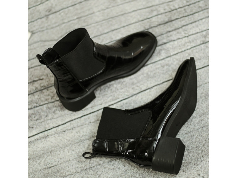 Thick Heel Chelsea Boots Women Splicing Stretch Fabric Non-slip British Style Modern Shoes 2023 New Spring Autumn Thick Heel Chelsea Boots Women Splicing Stretch Fabric Non-slip British Style Modern Shoes 2023 New Spring Autumn