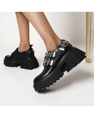 Platform Increase Mary Janes Women's Shoes 2023 New Fashion Artificial Leather Waterproof Punk High Heels Pumps Spring Autumn