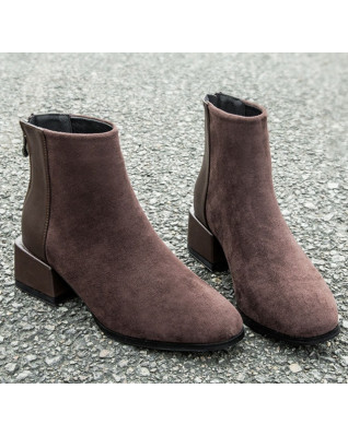 Retro Bow Acce ssories British British Style Thick Heels Pumps 2023 Zipper Casual All-match Chelsea Boots Fashion Autumn Winter